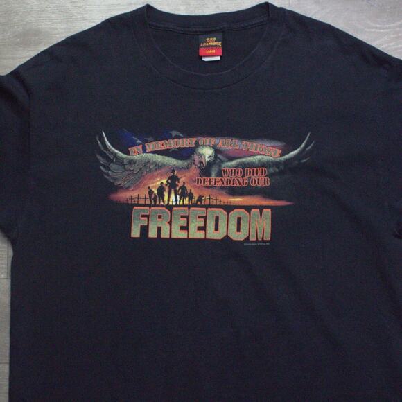 2009 Hot Leathers In Memory Of Troops T-Shirt 00s American Bald Eagle Size L - Picture 1 of 6